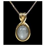 Sterling silver rose gold wash moonstone pendant
