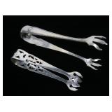 Lot, 2 sterling tongs, 1.030 T. oz. t.w.