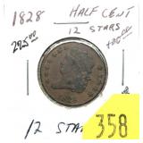 1828 half cent