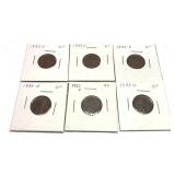 Lot of 6 1933-D Lincoln cents, 6 pcs.