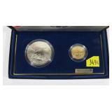 1987 U.S. Constitution silver dollar and $5 gold
