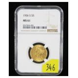 1906-S $5 Gold Liberty Half Eagle, NGC slab
