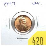 1947 Lincoln cent, Unc.