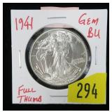 1941 Walking Liberty half dollar, gem BU