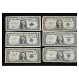 x6- $1 Silver certificates, series of 1935/57,
