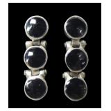 Sterling silver post earrings with hinged black