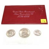 1976 3-piece Unc. set, 40% silver