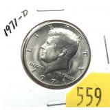 1971-D half dollar, Unc.