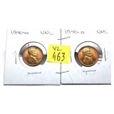 x2- 1940-D Lincoln cents, Unc. -x2 cents - Sold