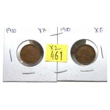 x2- 1910 Lincoln cents, XF -x2 cents - Sold