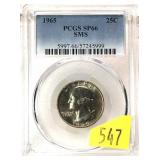 1965 SMS quarter PCGS slab certified SP-66