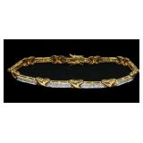 Sterling silver gold wash 7.5" CZ bracelet,
