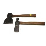 Lot, Plumb axe and roofing hatchet, marked