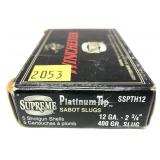 Box of 12 Ga. 2.75" Platinum Tip Sabot slugs,