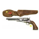 Colt percussion cap revolver with leather