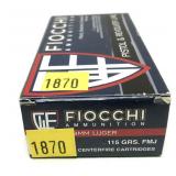 Box of 9mm Luger 115-grain FMJ Fiocchi cartridges,