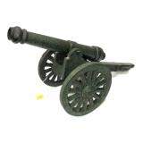 Tabletop canon, 17" L, 6" W from wheel to wheel