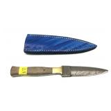 Custom Damascus Blade dagger with leather