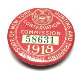 1918 NYS Hunting & Trapping license