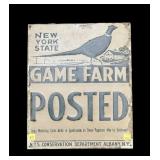 NYS Conservation Game Farm tin sign,