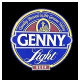 Genny Light tin beer sign, 21" Diam.