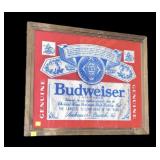 Framed Budweiser sign, 18 1/2" x 22"