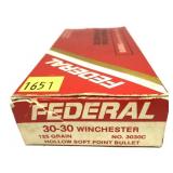 Box of .30-30 Win. - 125 Gr. Federal Hollow S.P.