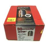 Box of .45 Cal. (.452") 250-grain HP/XTP Hornady