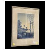 "End of Day" vintage framed print, frame size:
