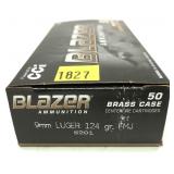 Box of 9mm Luger- 124 Gr. FMJ Blazer Cartridges-