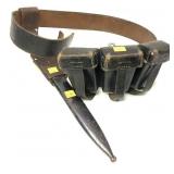 German leather belt with ammo pouches and