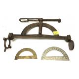 Lot: Vintage brass protractor/parallel rule and