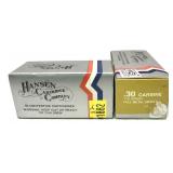 x2- Boxes of .30 Carbine 110-grain FMJ Hansen