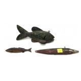 Lot, 3 vintage wooden fish