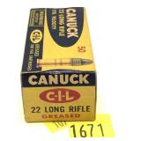 Vintage Box of .22 LR Canuck Cartridges - 50 rds.