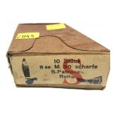 Vintage box of 8mm Mauser M30 FMJ cartridges in