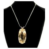 Sterling silver large oval mix cut topaz pendant,