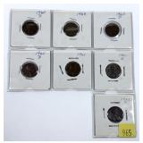 Lot, Lincoln cents, 1960-D-1962-D, 7 pcs.