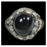 Sterling silver vintage black stone ring, size 6