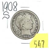 1908-S Barber half dollar