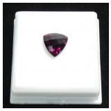 Trillion cut 10 x 10mm rhodolite garnet,