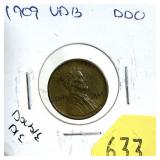 1909-VDB Lincoln cent double die obverse