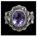 Sterling silver vintage bezel set oval cut