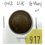 1942 British half penny
