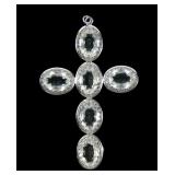 Danecraft sterling silver oval cut crystals cross,