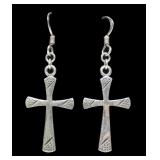 Sterling silver shepherd hook earrings with cross