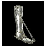 Sterling silver riding book and crop pin,