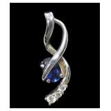 Sterling silver oval blue topaz pendant with