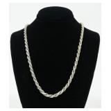 Sterling silver 18" rope chain, 20.6 grams