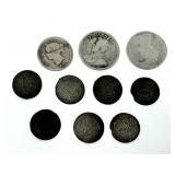 Lot, small silver coins, 10 pcs.